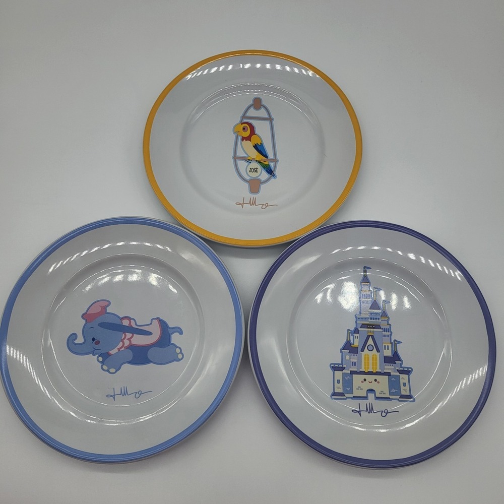 Disney Parks "Kingdom of Cute" Dessert Plates Jerrod Maruyama Set of 3 Collector